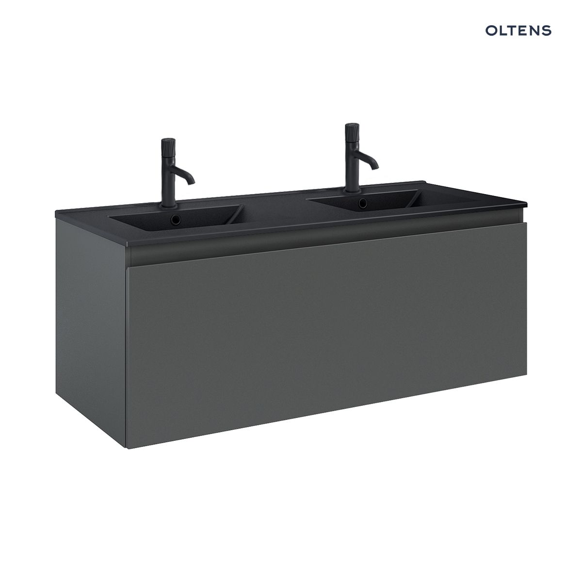 Oltens Vernal umywalka z szafką 120 cm czarny mat/grafit mat