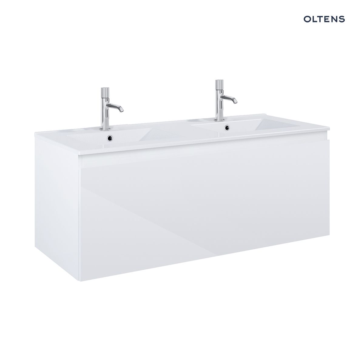 Oltens Vernal umywalka z szafką 120 cm biały połysk